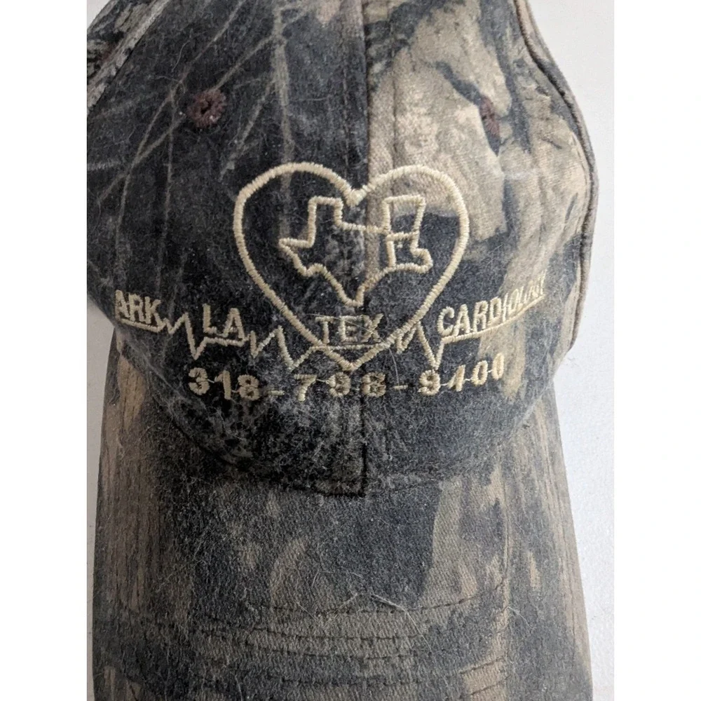 Vintage DAYSTONE Camo‎ Hat Ark-La-Tex Cardiology Snapback Cap 318-798-9400